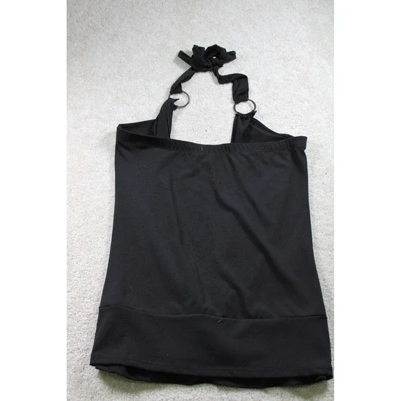 Etopia Halter Top Womens Large Black Ring Detail Ruched Swim - Picture 8 of 9
